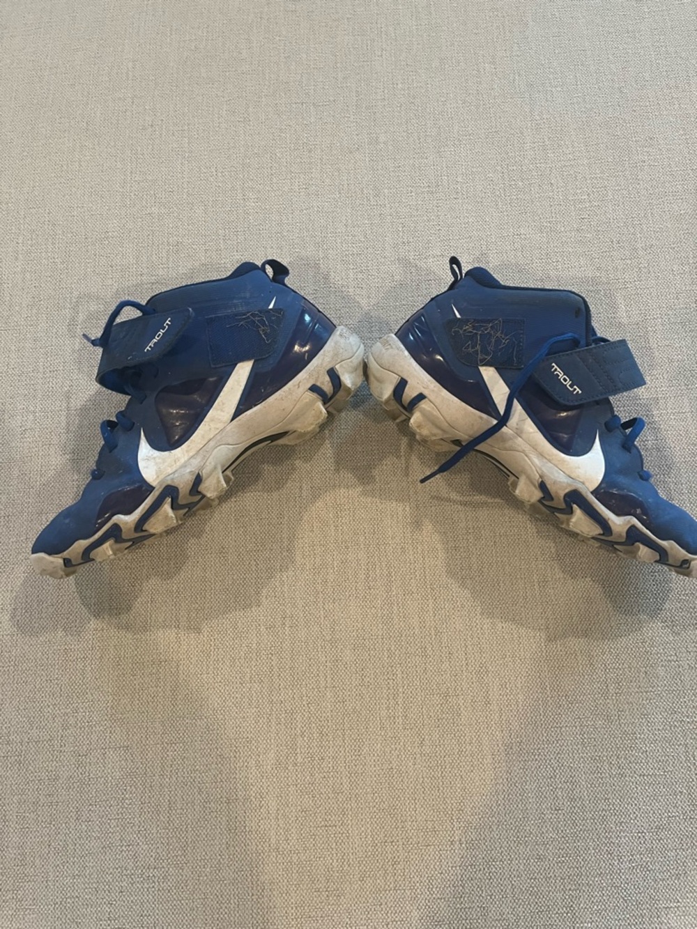 Nike Kids Blue and White High-Top football cleats